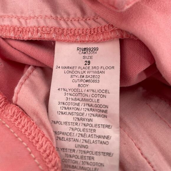 Level 99 Cropped Jeans Pink Colwater Size 29 - Picture 6 of 8